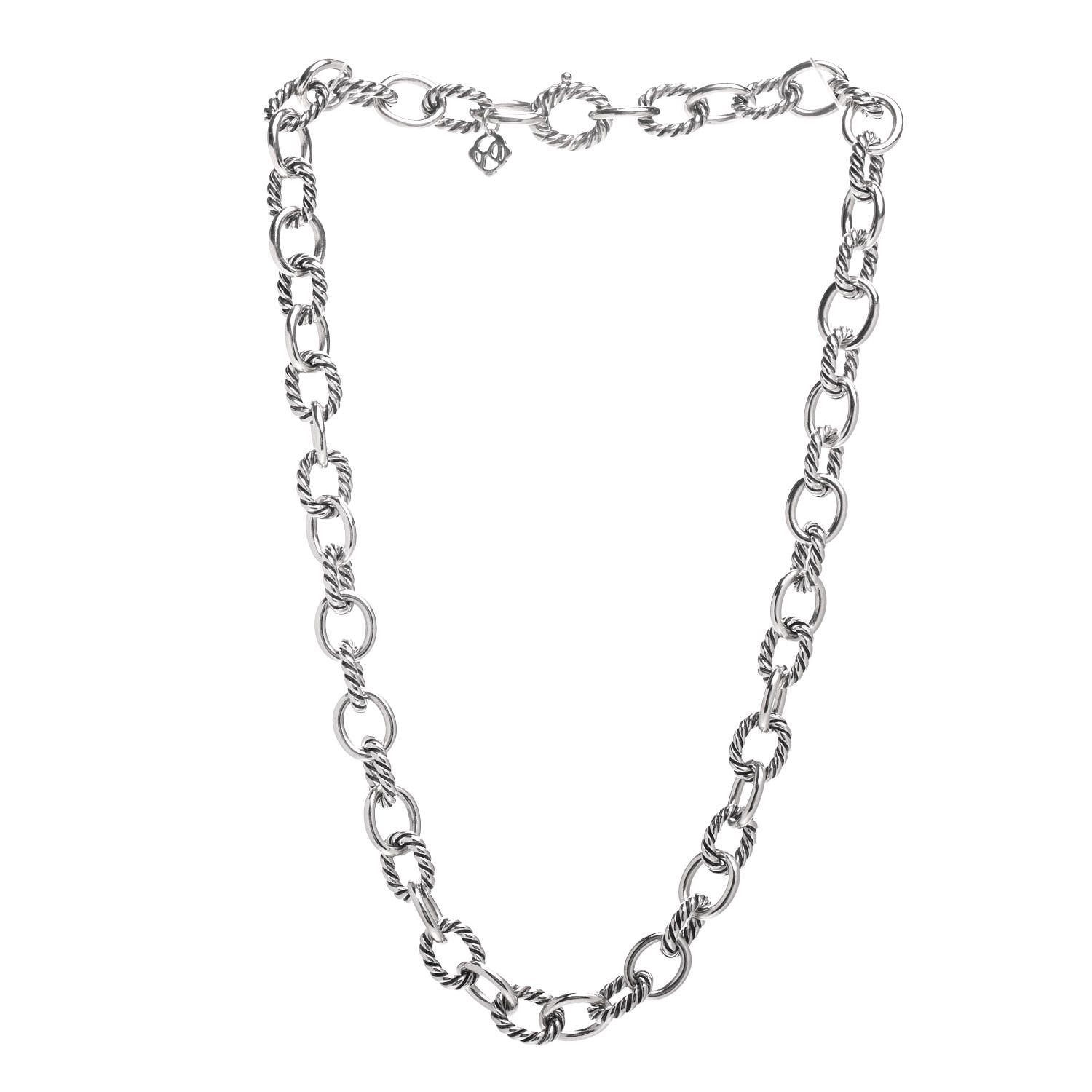 David Yurman Sterling Silver 10mm Medium Oval Link Necklace 3 of 5