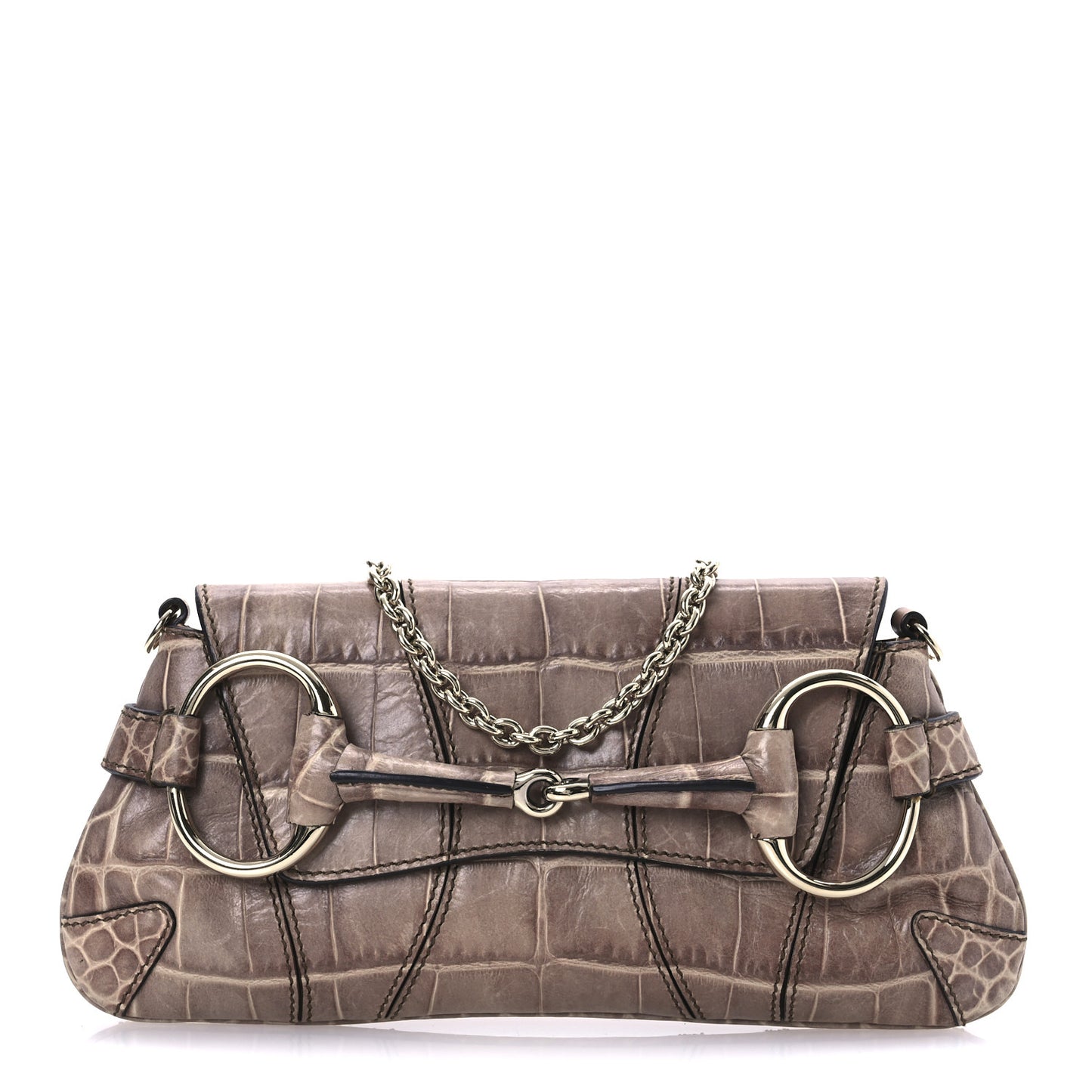 Crocodile Horsebit 1921 Clutch Light Brown