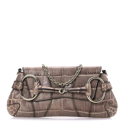 Gucci Crocodile Horsebit 1921 Clutch Light Brown 1 of 12