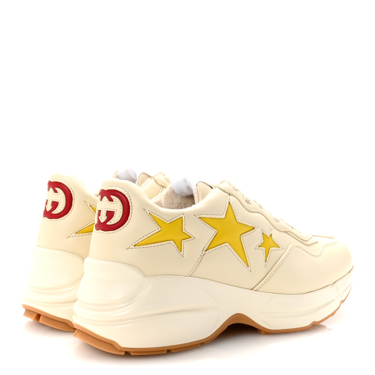 Evolution Calfskin Star Rhyton Sneakers 36 Ivoire Sky Yellow Hibiscus Red