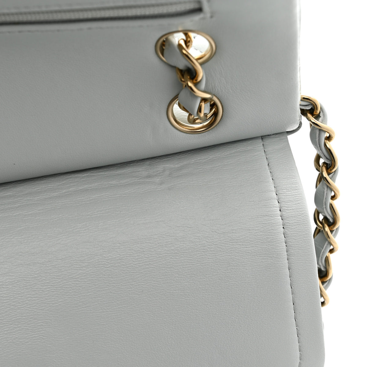 Chanel Lambskin Quilted Medium Double Flap Light Blue 11 of 12