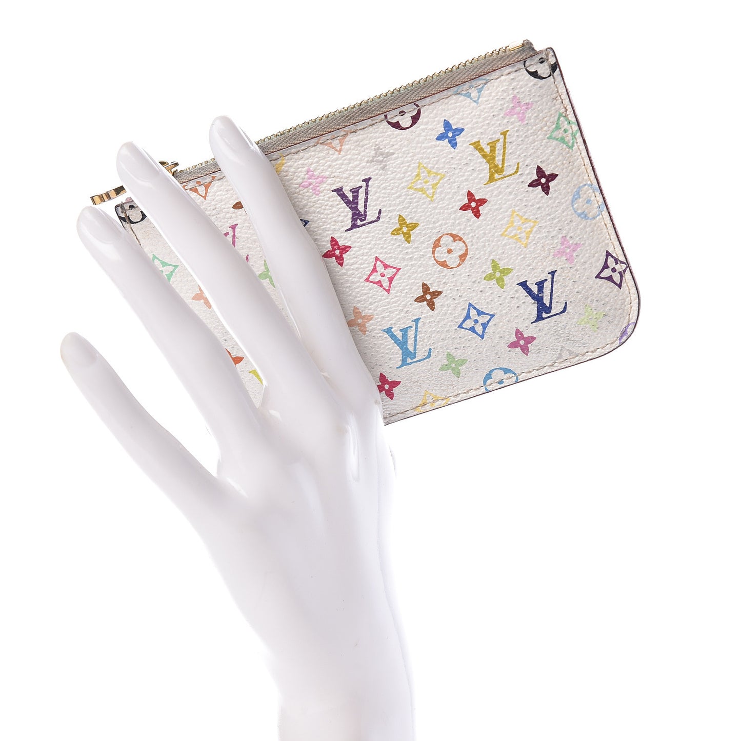 Monogram Multicolor Key Pouch White Litchi