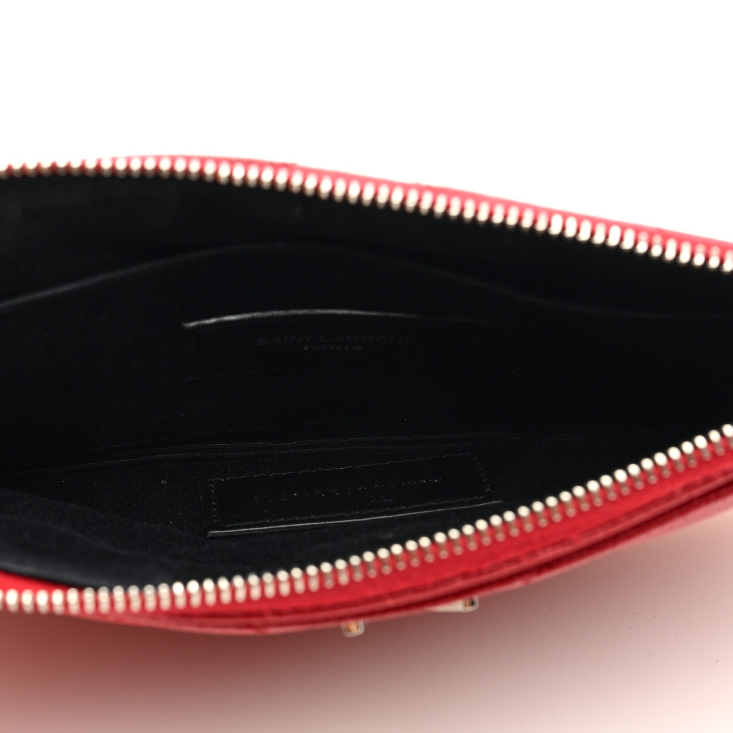 Saint Laurent Grain De Poudre Chevron Monogram Bill Pouch Rouge Eros 5 of 6