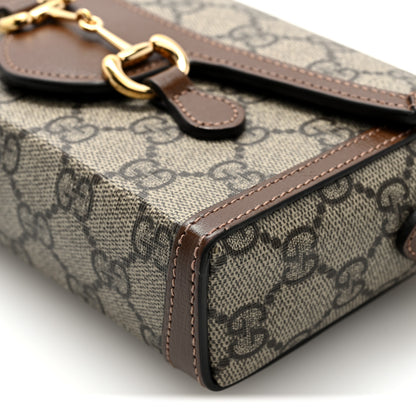 Gucci GG Supreme Monogram Mini Horsebit 1955 Shoulder Bag Beige Brown Sugar 10 of 11