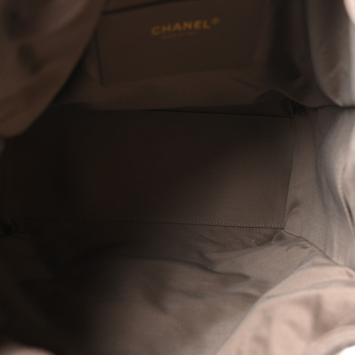 Suede Quilted Medium Chanel 25 Handbag Grey