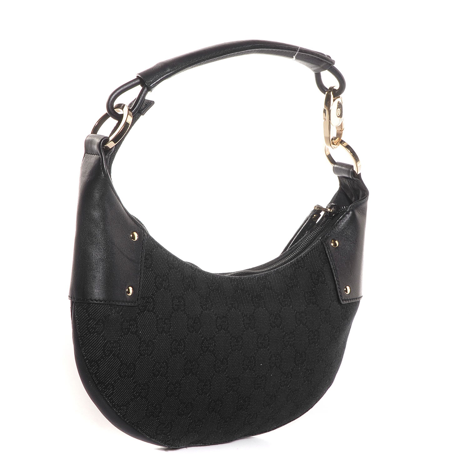 Gucci Denim Monogram Half Moon Hobo Black 3 of 7