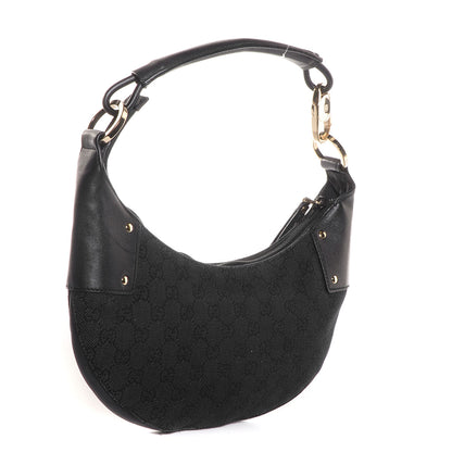 Gucci Denim Monogram Half Moon Hobo Black 3 of 7