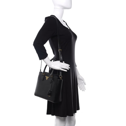 Prada Saffiano Soft Calfskin Small Zippered Tote Black 2 of 12