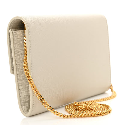 Saint Laurent Grain De Poudre Monogram Uptown Chain Wallet Crema Soft 3 of 12