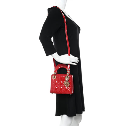 Christian Dior Patent Cannage Mini Lady Dior Red 2 of 10