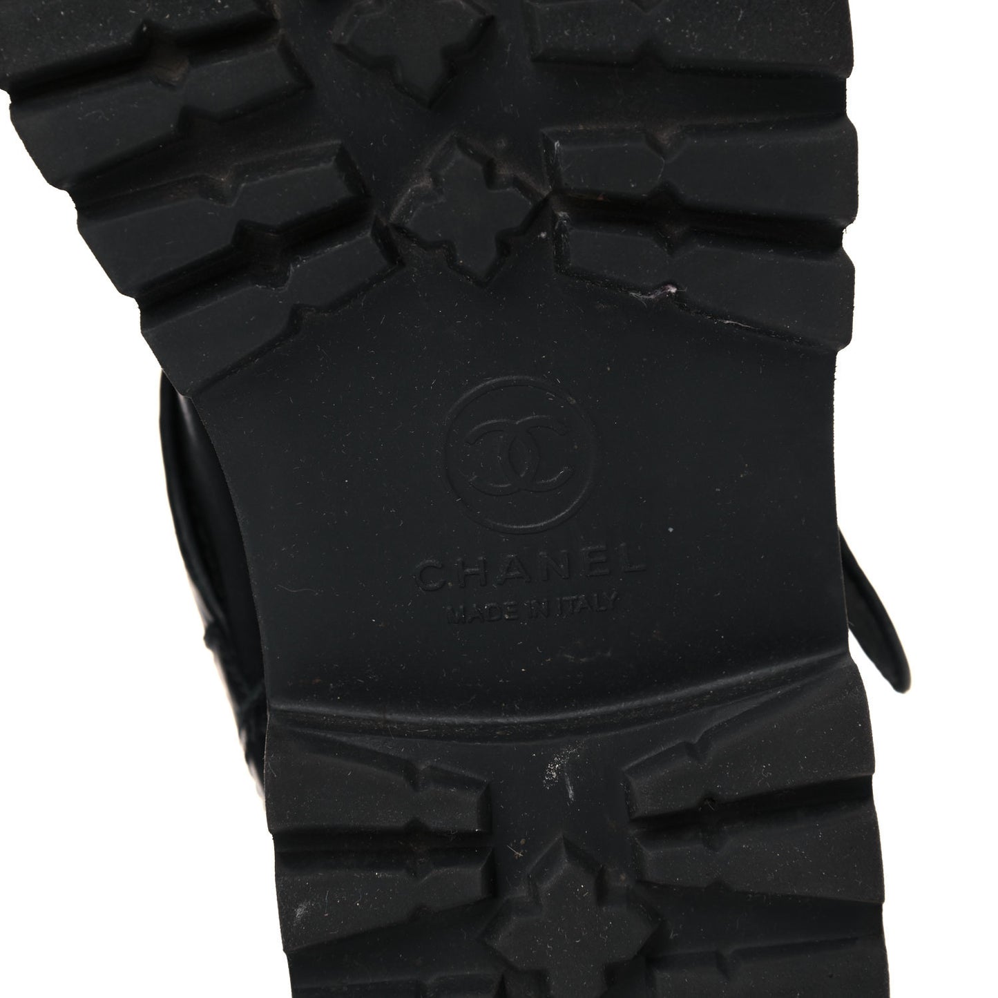 Calfskin Quilted Biker Boots 40.5 Black