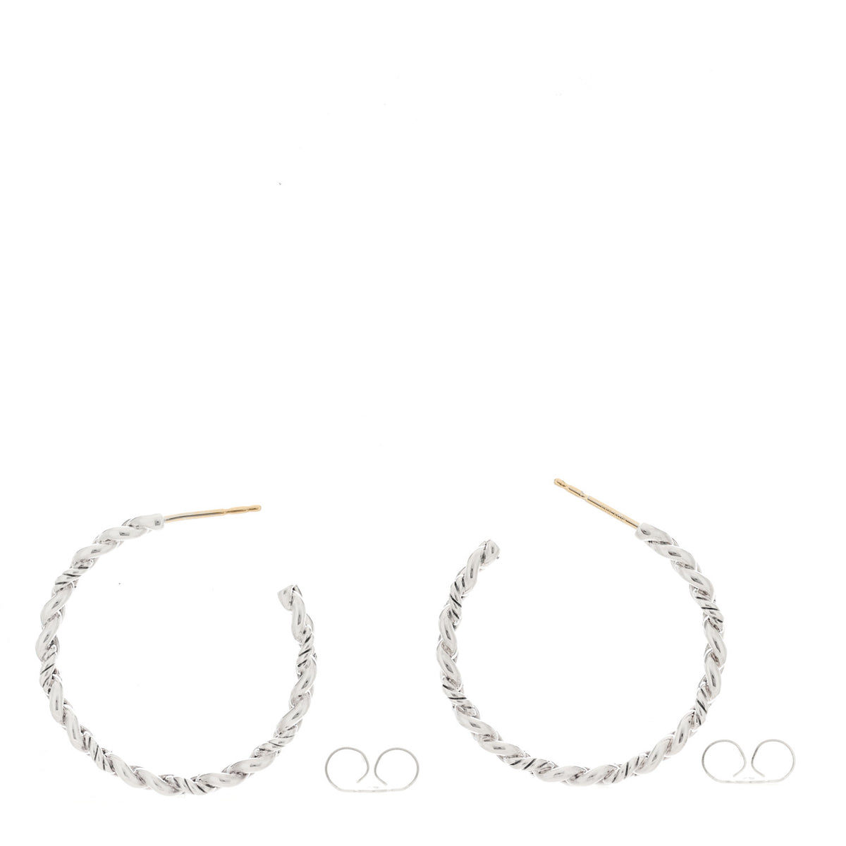 David Yurman Sterling Silver Belmont Curb Link Hoop Earrings 3 of 4