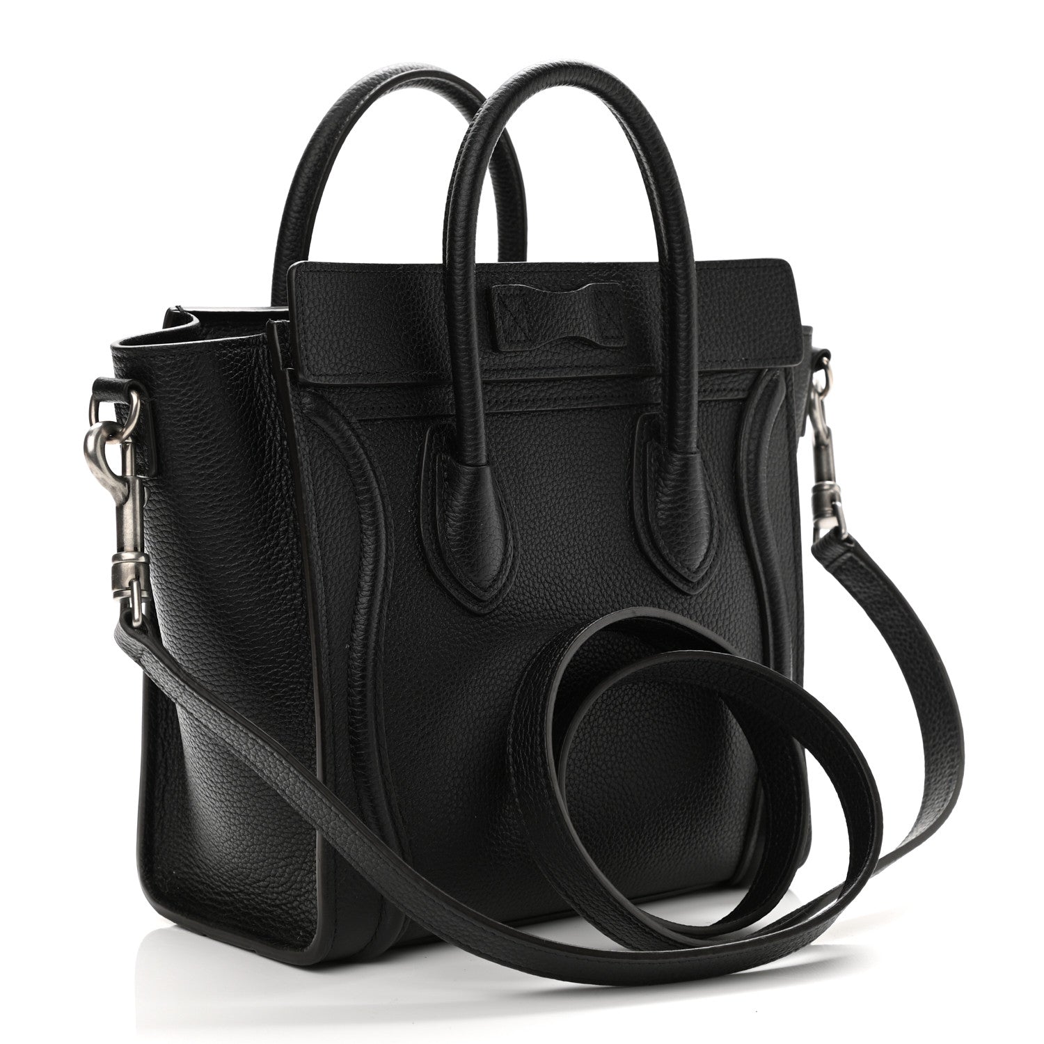 Celine Drummed Calfskin Nano Luggage Black 3 of 12