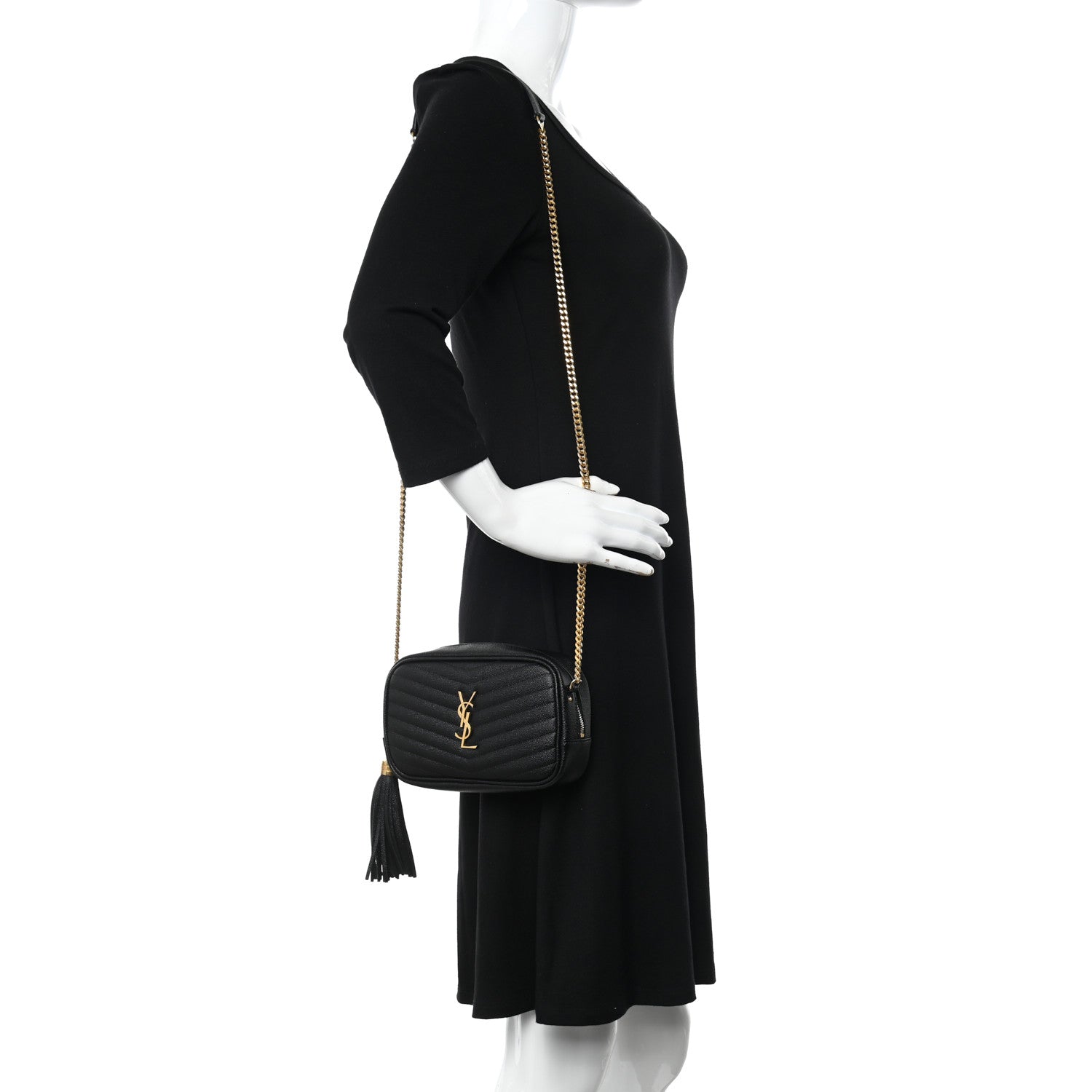Saint Laurent Grain De Poudre Matelasse Monogram Mini Lou Camera Bag Black 2 of 11