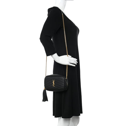 Saint Laurent Grain De Poudre Matelasse Monogram Mini Lou Camera Bag Black 2 of 11