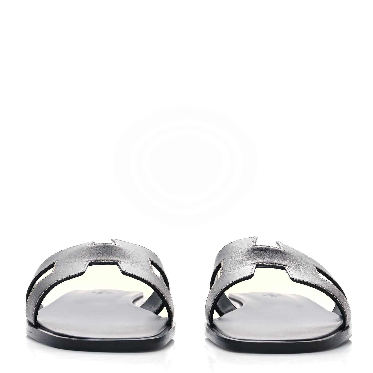 Hermes Box Calfskin Oran Sandals 38 Black 2 of 9