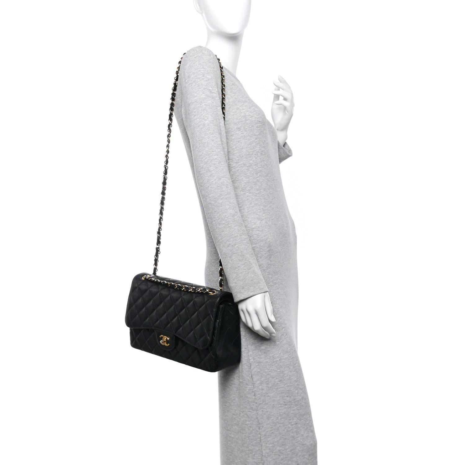 Chanel Caviar Quilted Jumbo Double Flap Black 2 of 10