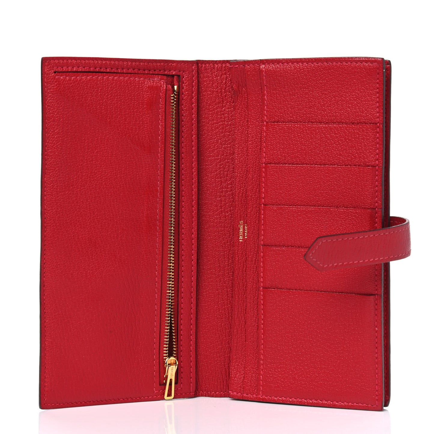 Chevre Mysore Bearn Gusset Wallet Rouge Garance