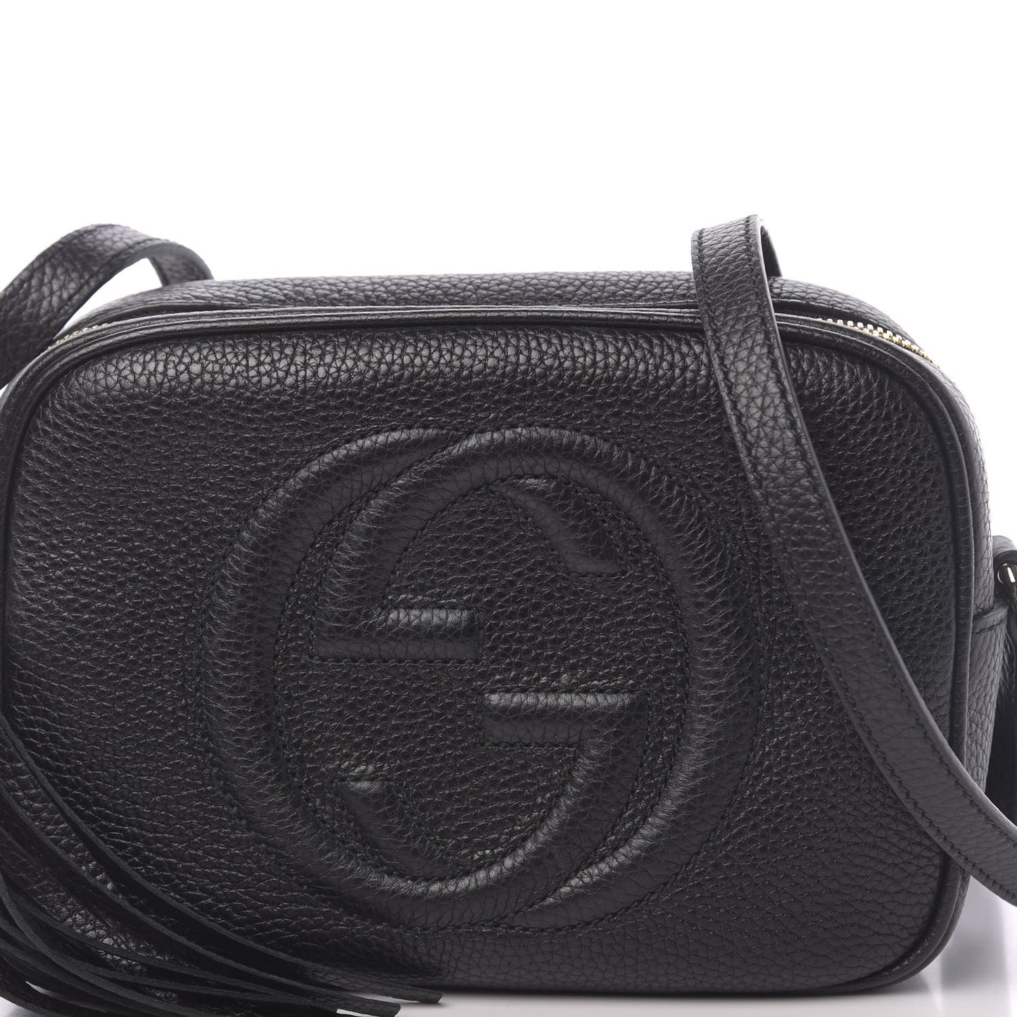 Pebbled Calfskin Small Soho Disco Bag Black