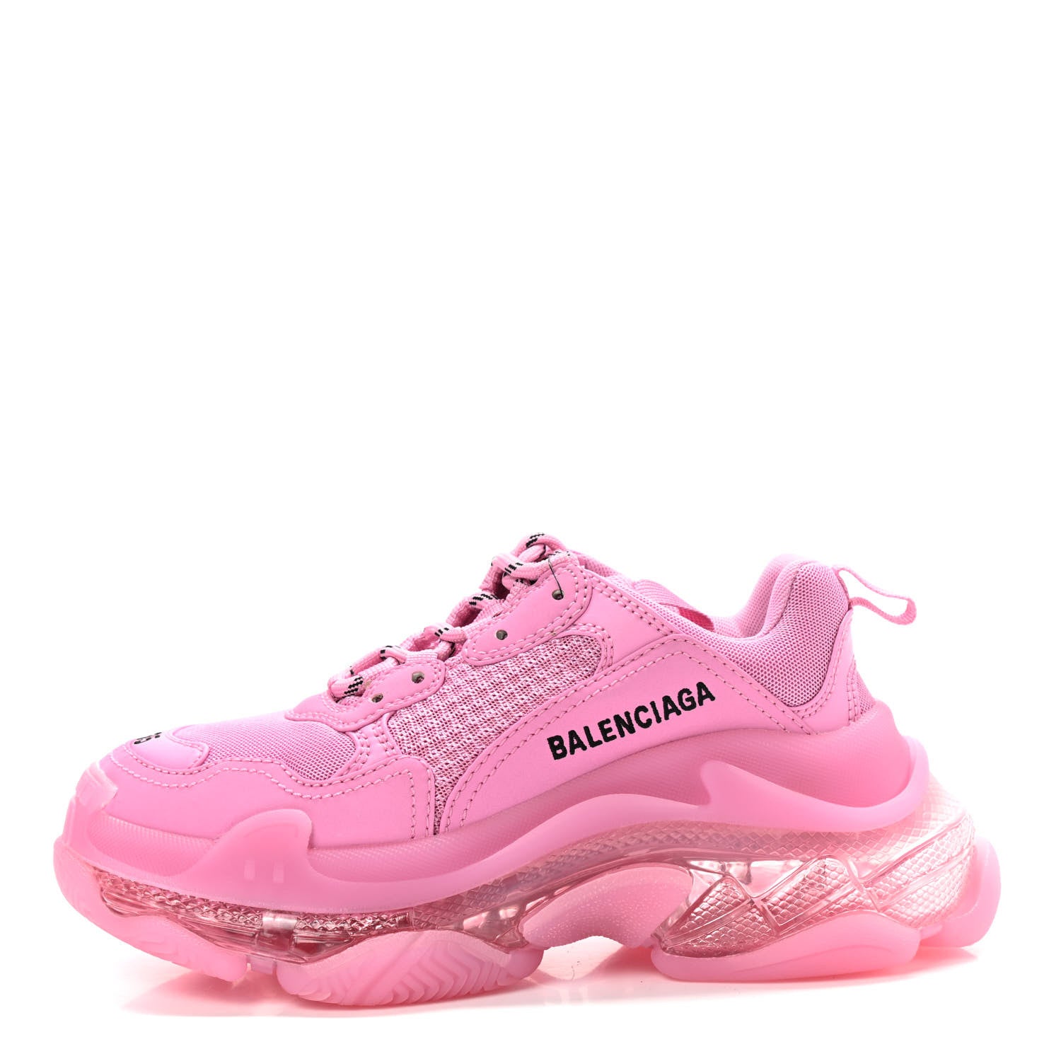 Balenciaga Fabric Mesh Clear Sole Womens Triple S Sneakers 35 Pink 1 of 8