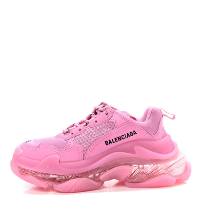 Balenciaga Fabric Mesh Clear Sole Womens Triple S Sneakers 35 Pink 1 of 8