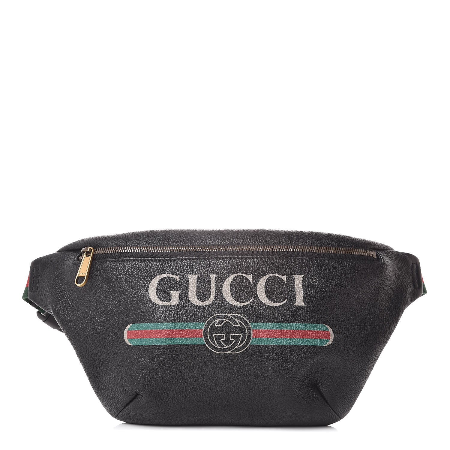 Gucci Grained Calfskin Logo Belt Bag Black 1 of 9