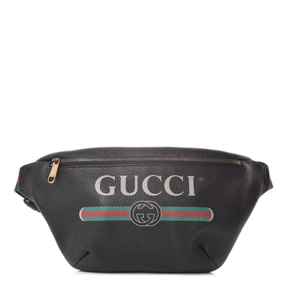 Gucci Grained Calfskin Logo Belt Bag Black 1 of 9