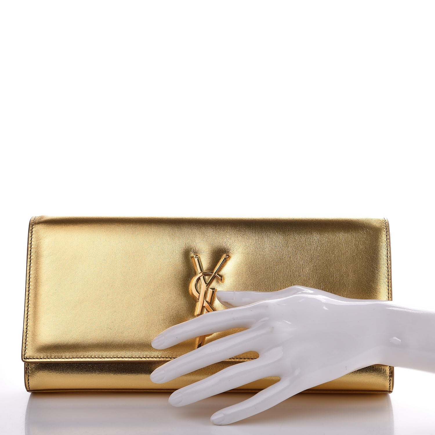 Saint Laurent Metallic Calfskin Monogram Cassandre Clutch Ciad 2 of 6