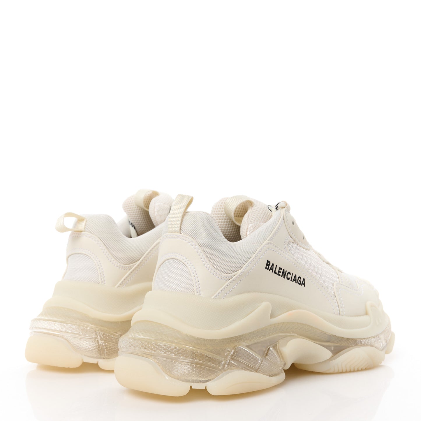 Fabric Mesh Clear Sole Womens Triple S Sneakers 39 White