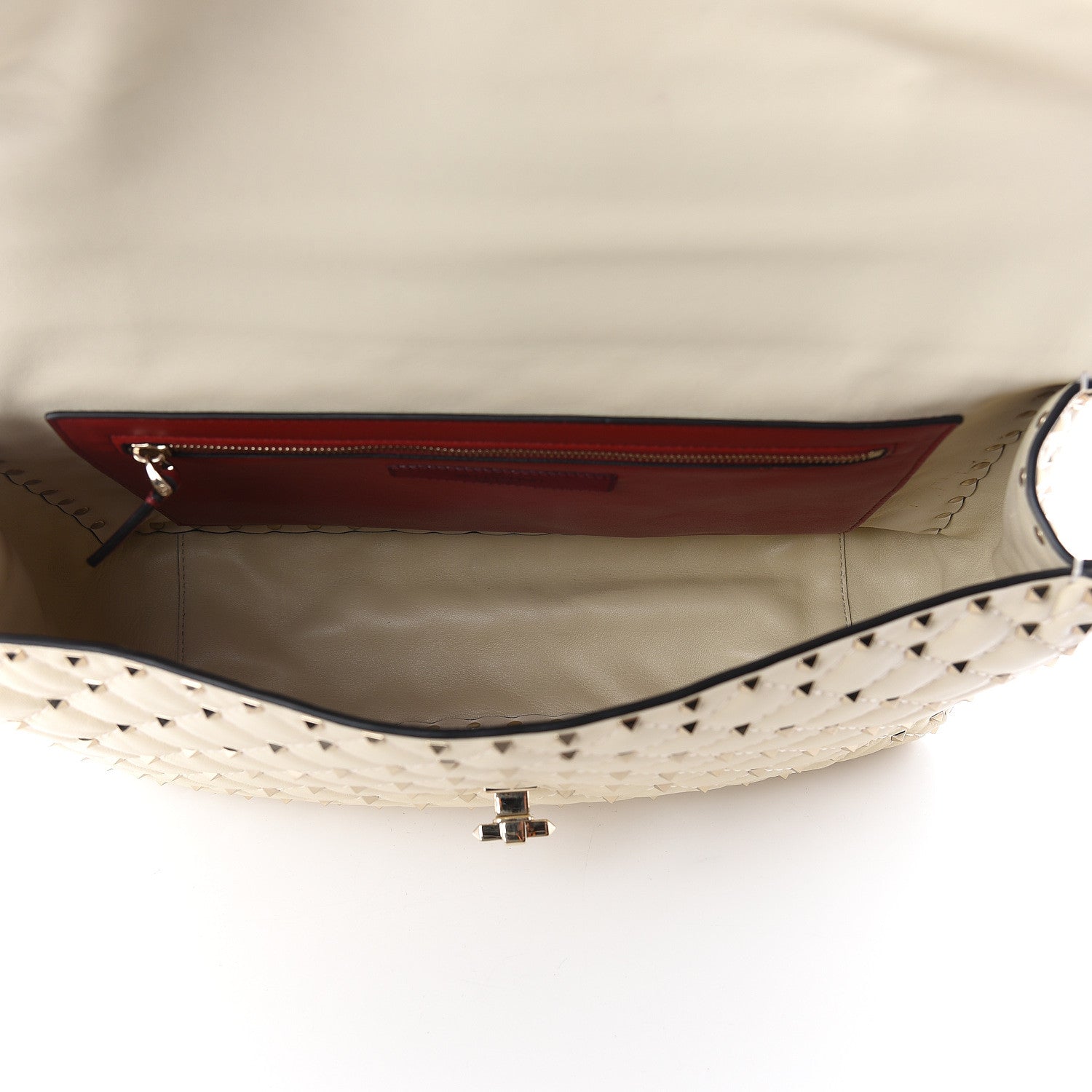 Valentino Garavani Nappa Maxi Rockstud Spike Shoulder Bag Light Ivory 4 of 7
