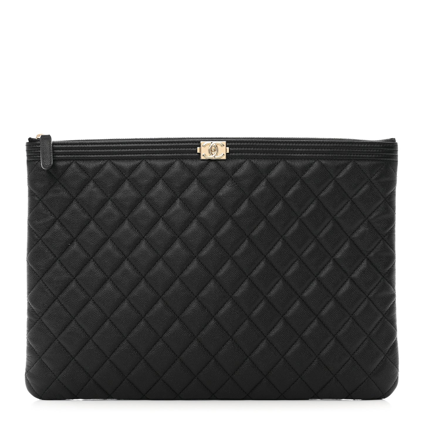 Caviar Quilted Large Boy Cosmetic Case Black