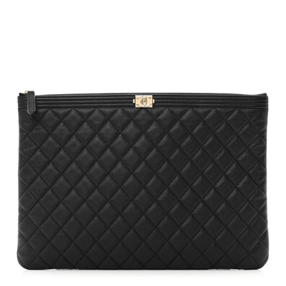 Chanel Caviar Quilted Large Boy Cosmetic Case Black 1 of 7