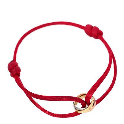 Cartier 18K Pink Yellow White Gold Trinity Cord Bracelet Red 1 of 5