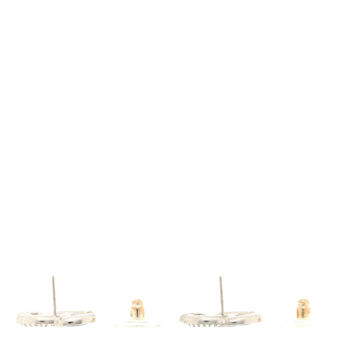 Crystal Enamel CC Earrings Silver Black