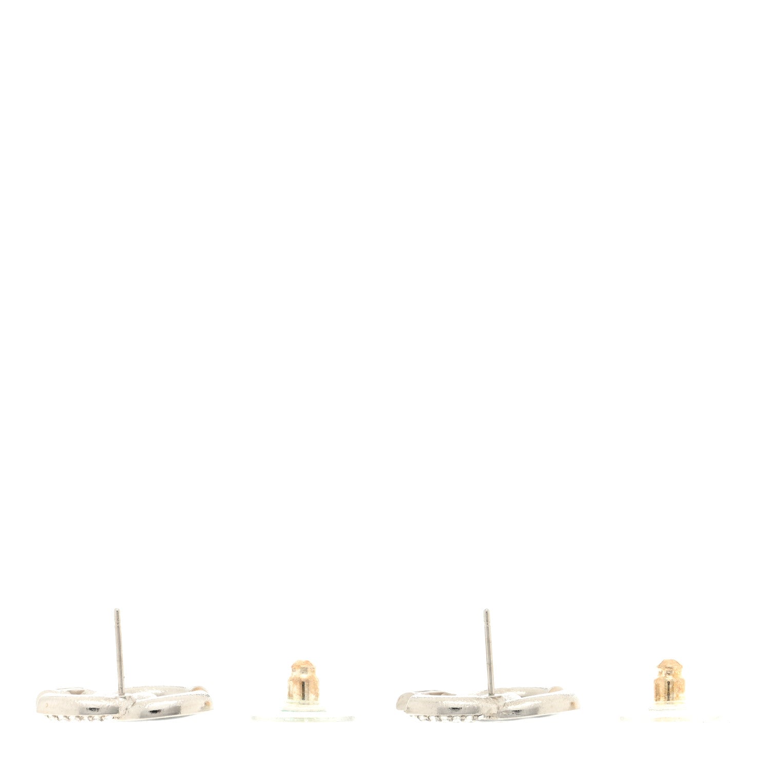 Chanel Crystal Enamel CC Earrings Silver Black 3 of 4