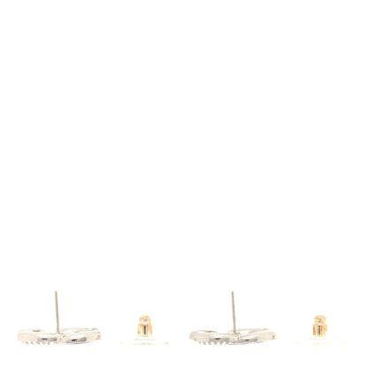 Chanel Crystal Enamel CC Earrings Silver Black 3 of 4