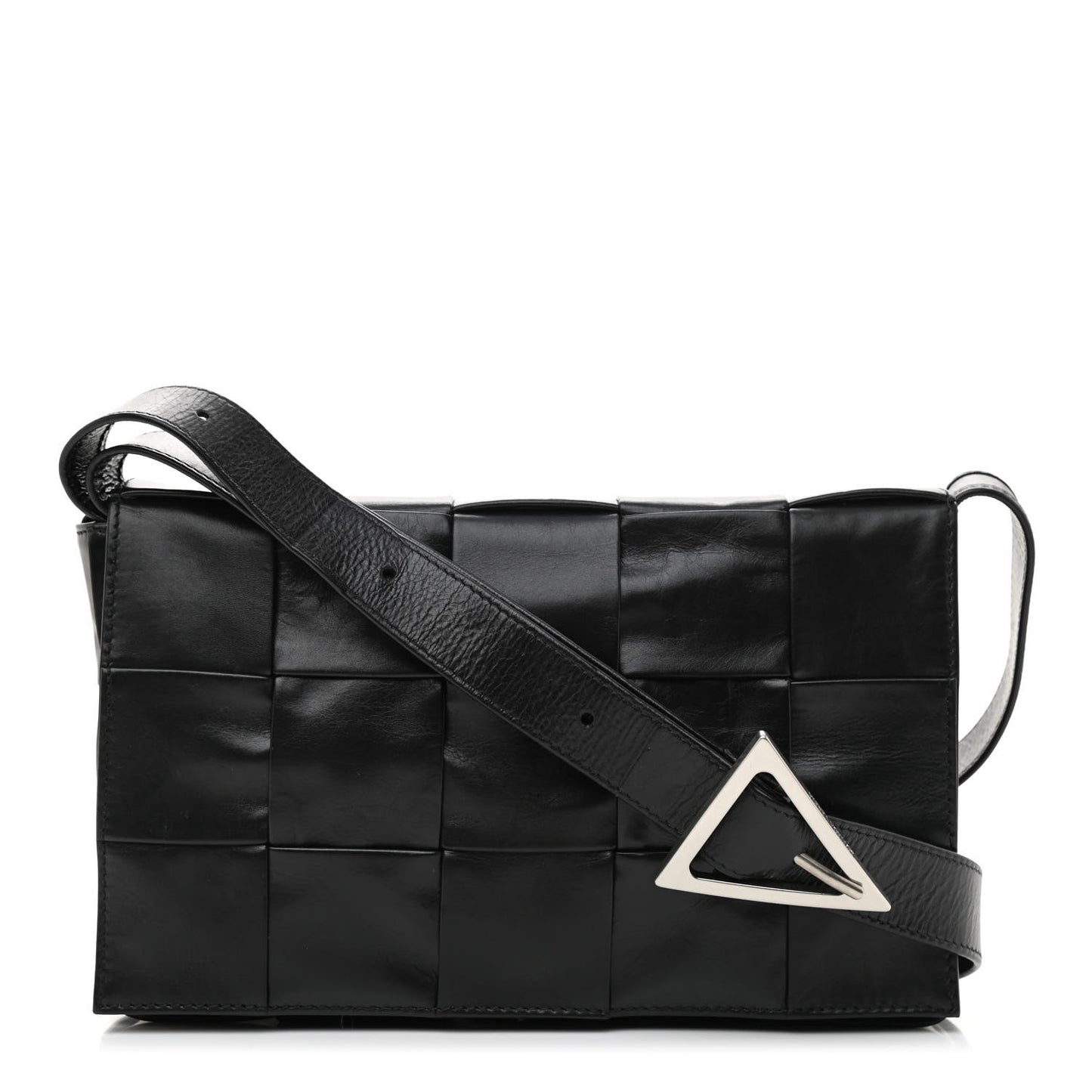 Paper Calfskin Maxi Intreccio Cassette Crossbody Bag Black