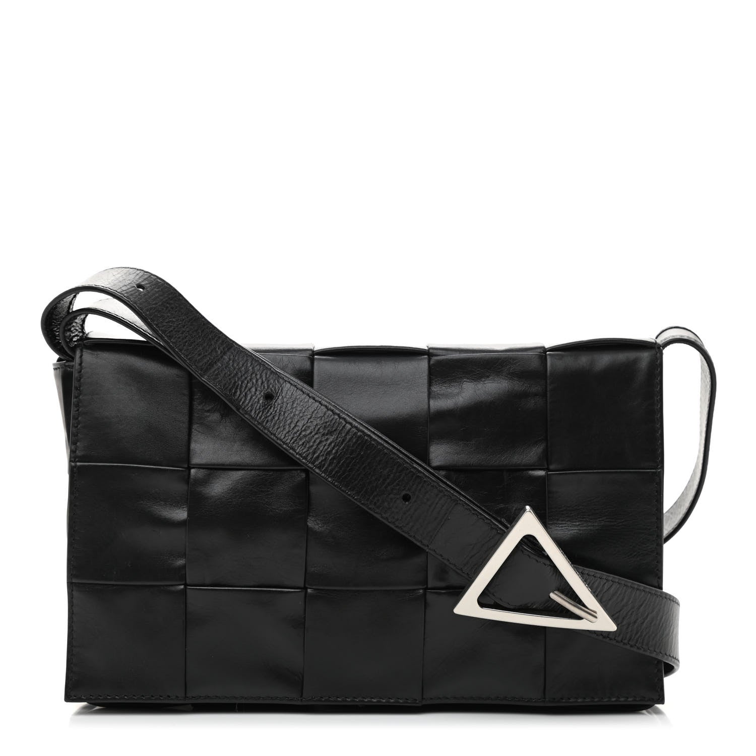 Bottega Veneta Paper Calfskin Maxi Intreccio Cassette Crossbody Bag Black 1 of 8