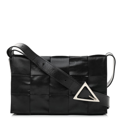 Bottega Veneta Paper Calfskin Maxi Intreccio Cassette Crossbody Bag Black 1 of 8