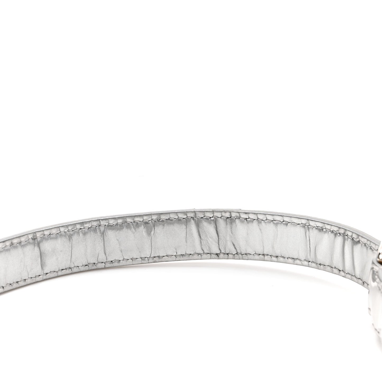 Metallic Patent Micro-Cannage Medium Diorama Flap Bag Silver