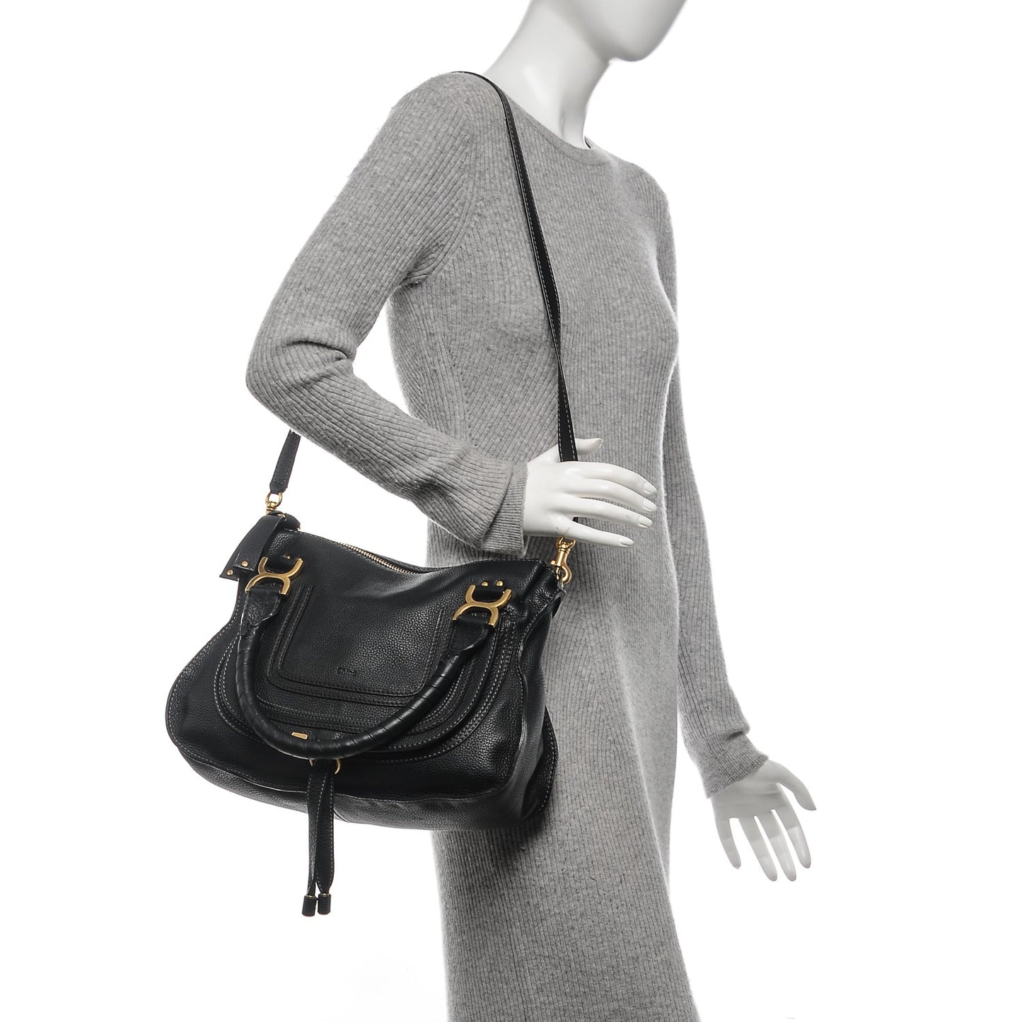 Calfskin Medium Marcie Satchel Black