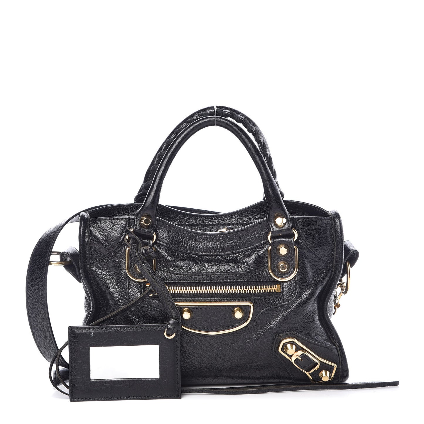 Chevre Gold Metallic Edge Hardware Mini City Black