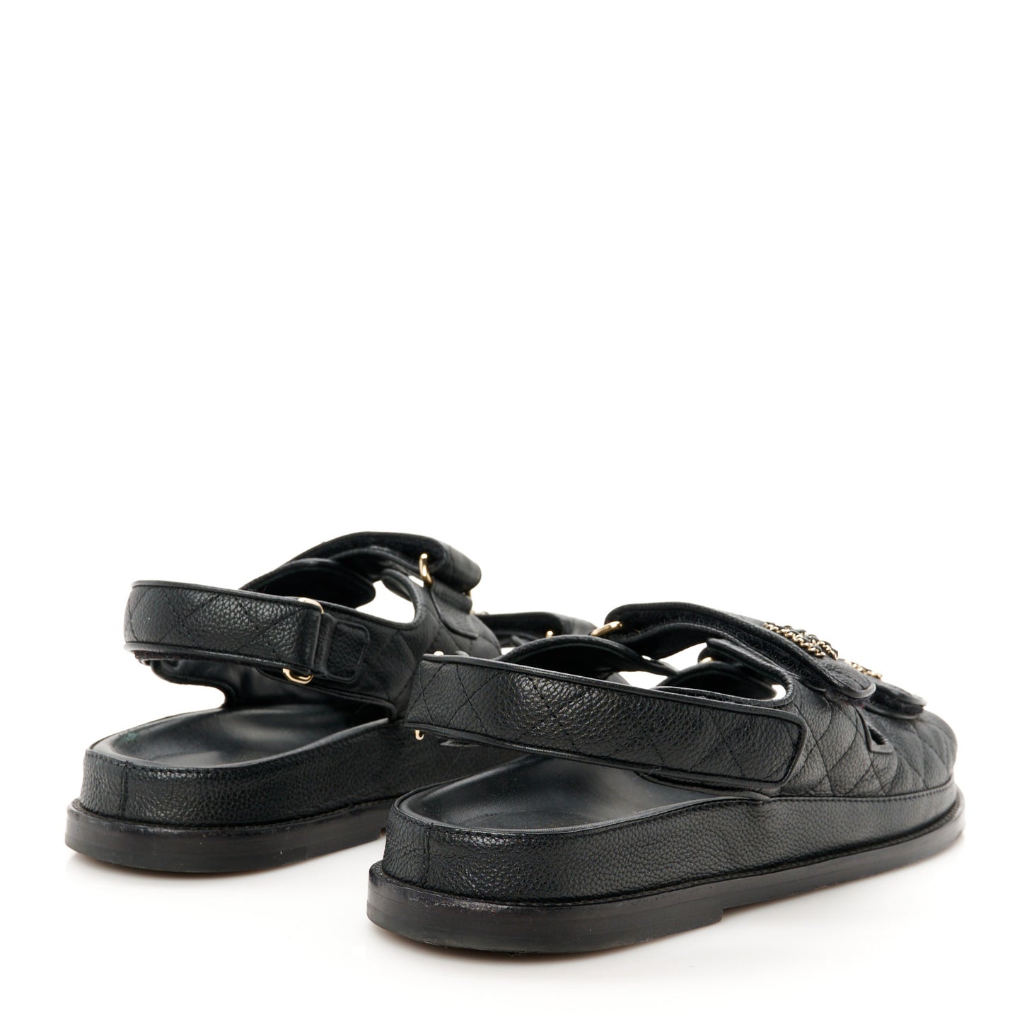 Grained Calfskin Velcro Dad Sandals 40 Black