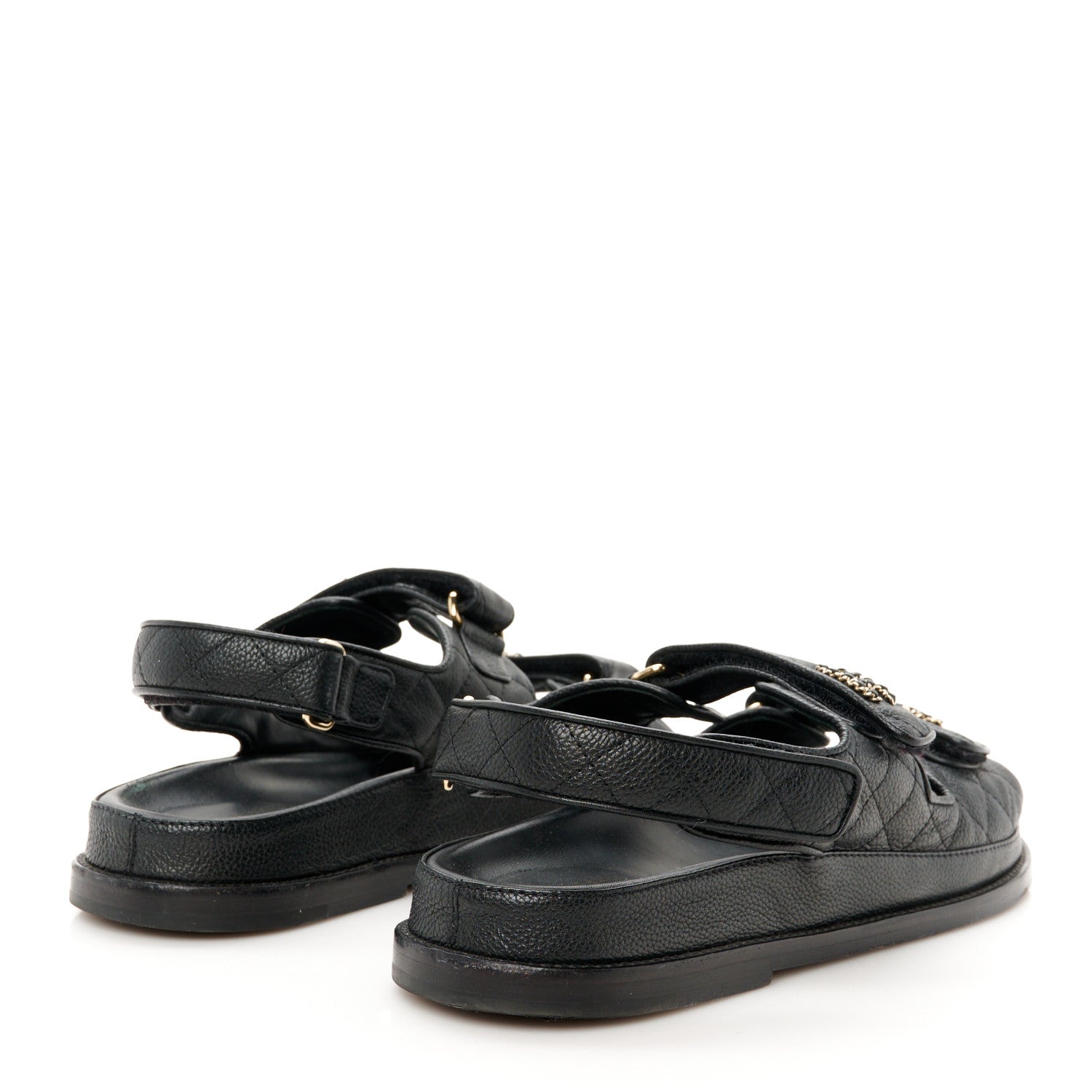 Chanel Grained Calfskin Velcro Dad Sandals 40 Black 5 of 10