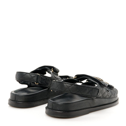 Chanel Grained Calfskin Velcro Dad Sandals 40 Black 5 of 10