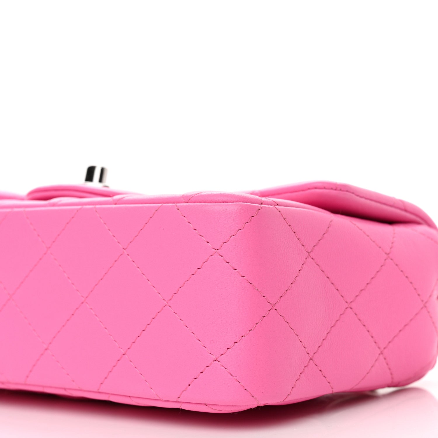 Chanel Lambskin Quilted Mini Rectangular Flap Neon Pink 9 of 11