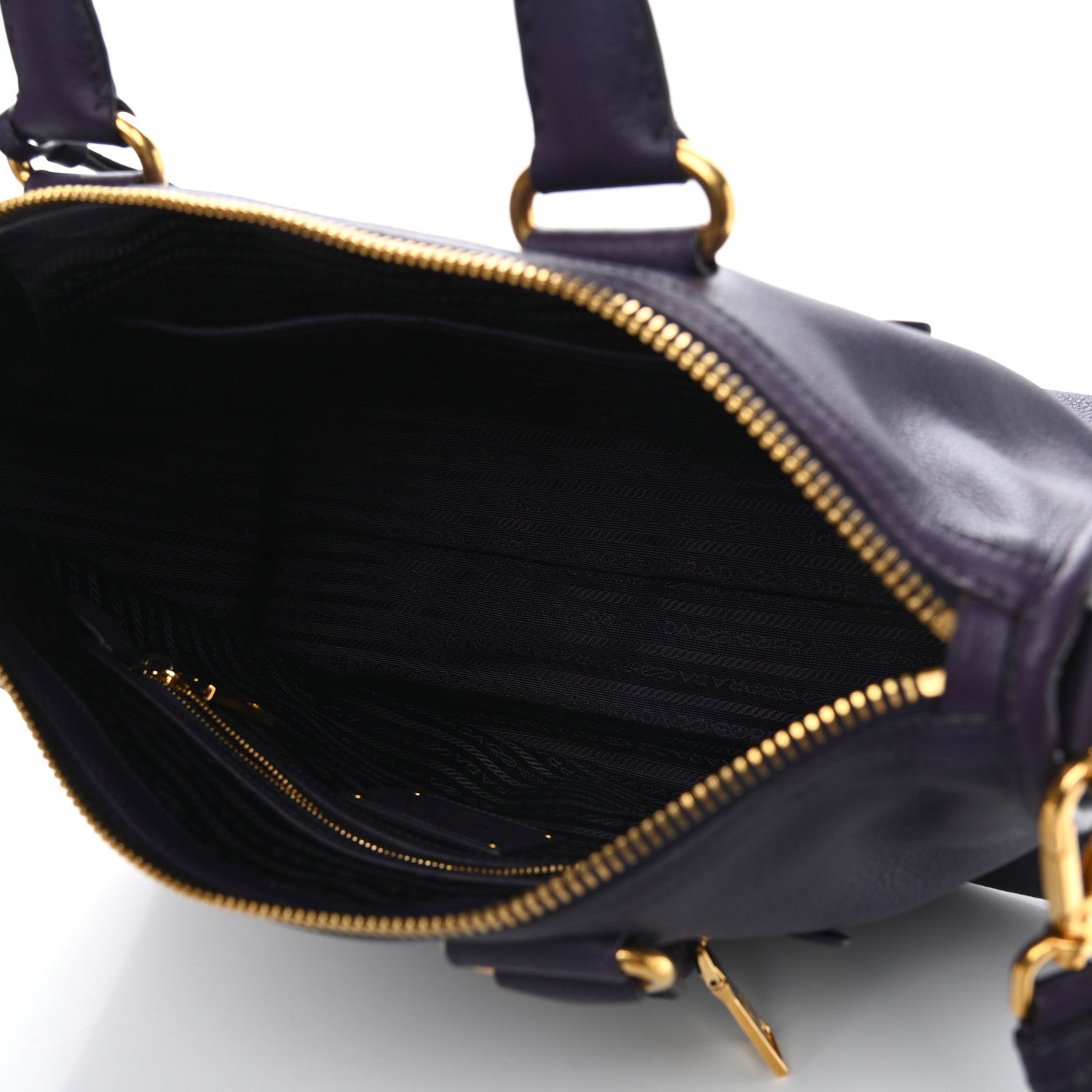 Prada Vitello Daino Shopping Satchel Uva 5 of 11