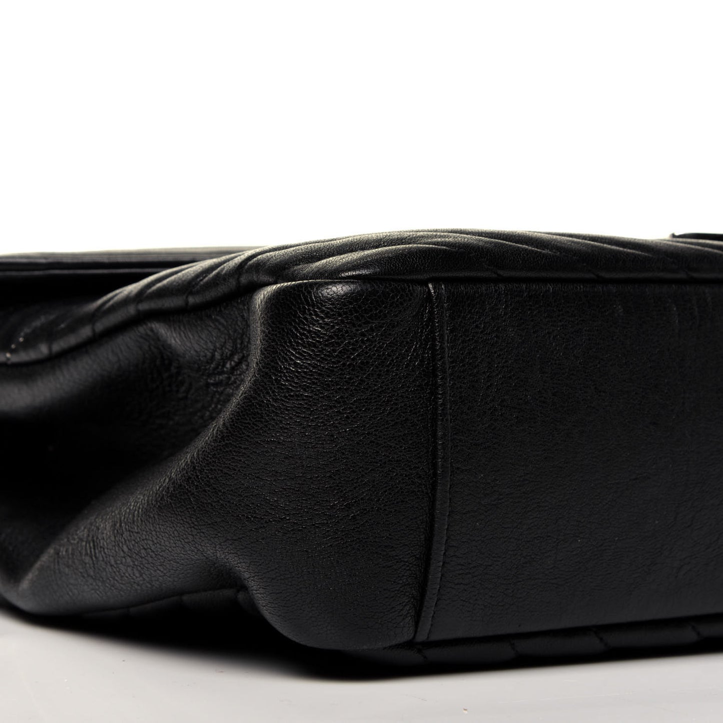 Sheepskin Matelasse Chevron Monogram Large College Satchel Black