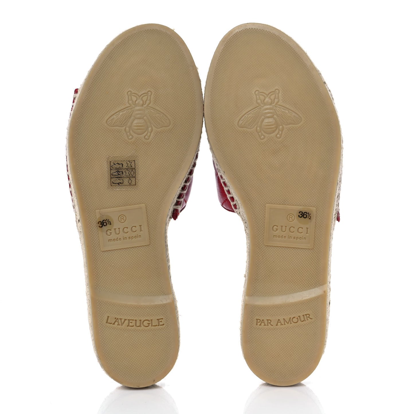 Nappa Matelasse GG Marmont Espadrille Slide Sandals 36.5 Hibiscus Red