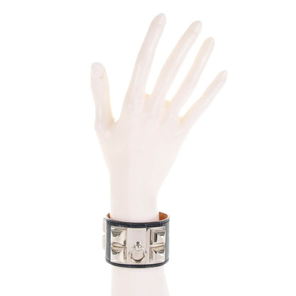 Hermes Shiny Alligator Collier De Chien CDC S Bracelet Bleu Marine 2 of 7